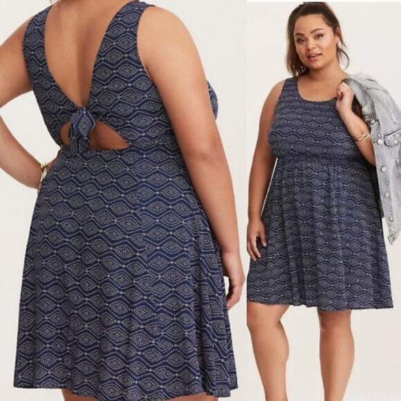 TORRID Navy Blue Challis Open Back Sleeveless Dress Lightweight Plus Sz 1X - Picture 1 of 12